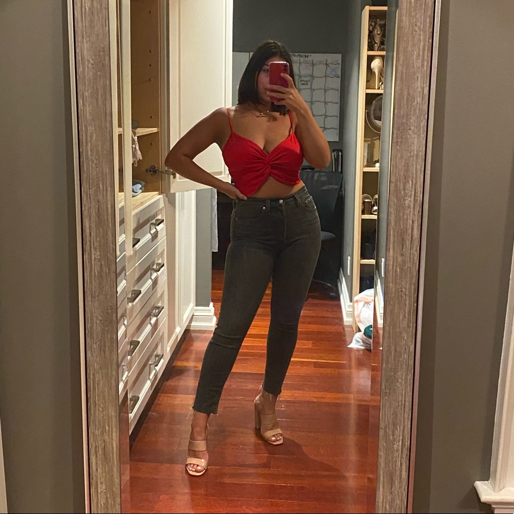 Aritzia - red tie crop top